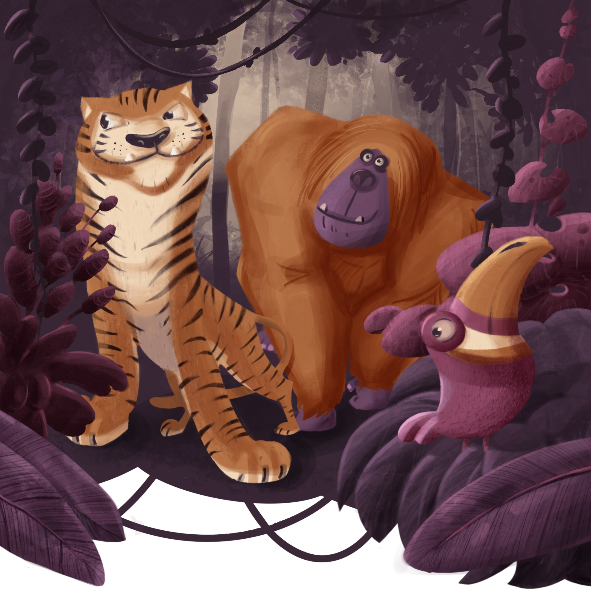 Illustration by Ewelina Szymanska - purple Jungle