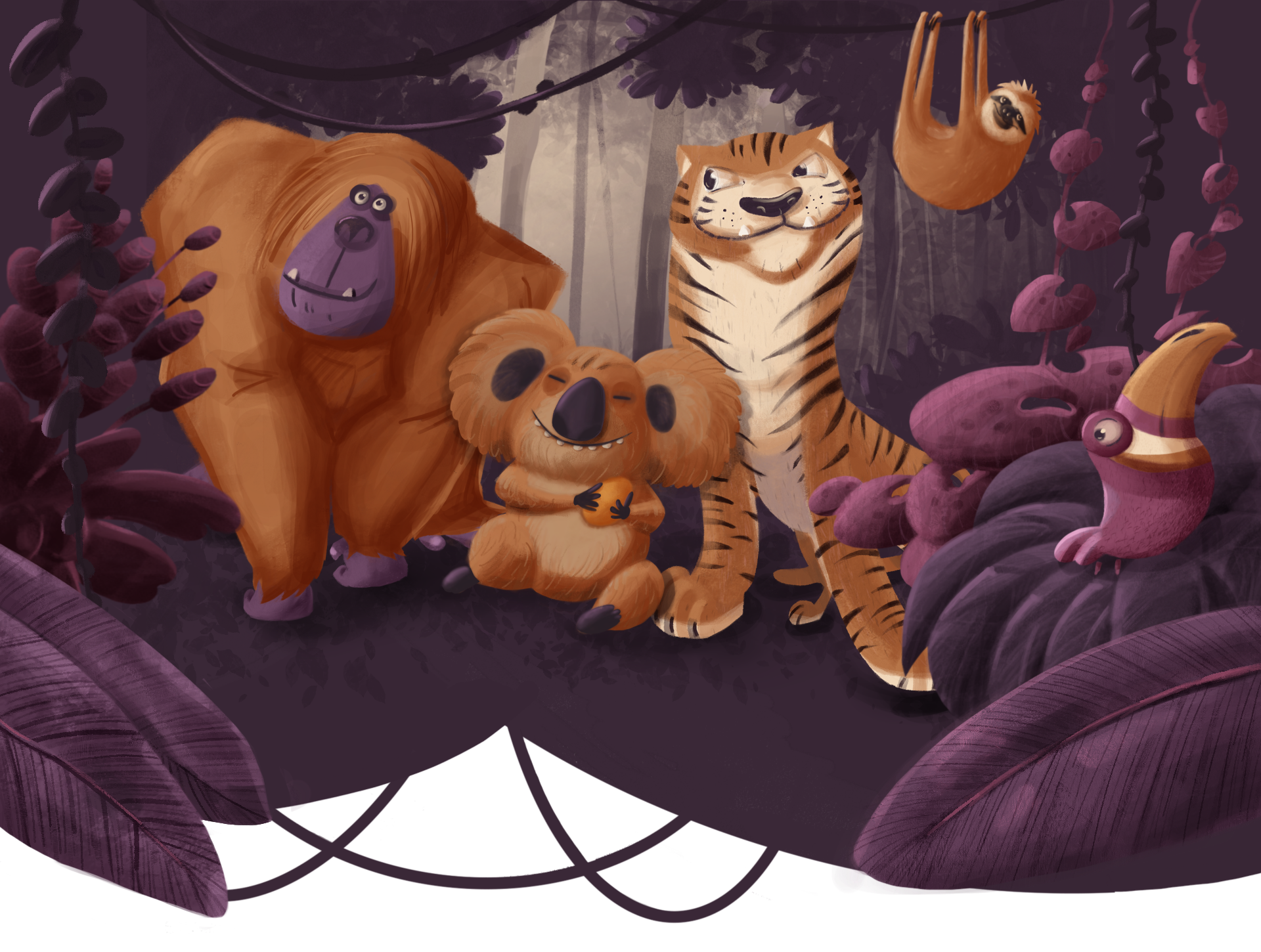 Illustration by Ewelina Szymanska - purple Jungle